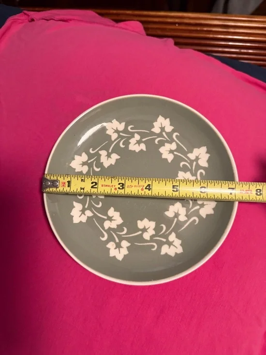 Stoneware Dining Plate in Sage Green with White Floral Border - Picture 3 of 3